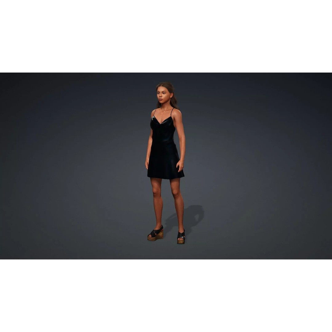 Black Woman 3D Model – Realistic Rigged Character for Animation - View 12