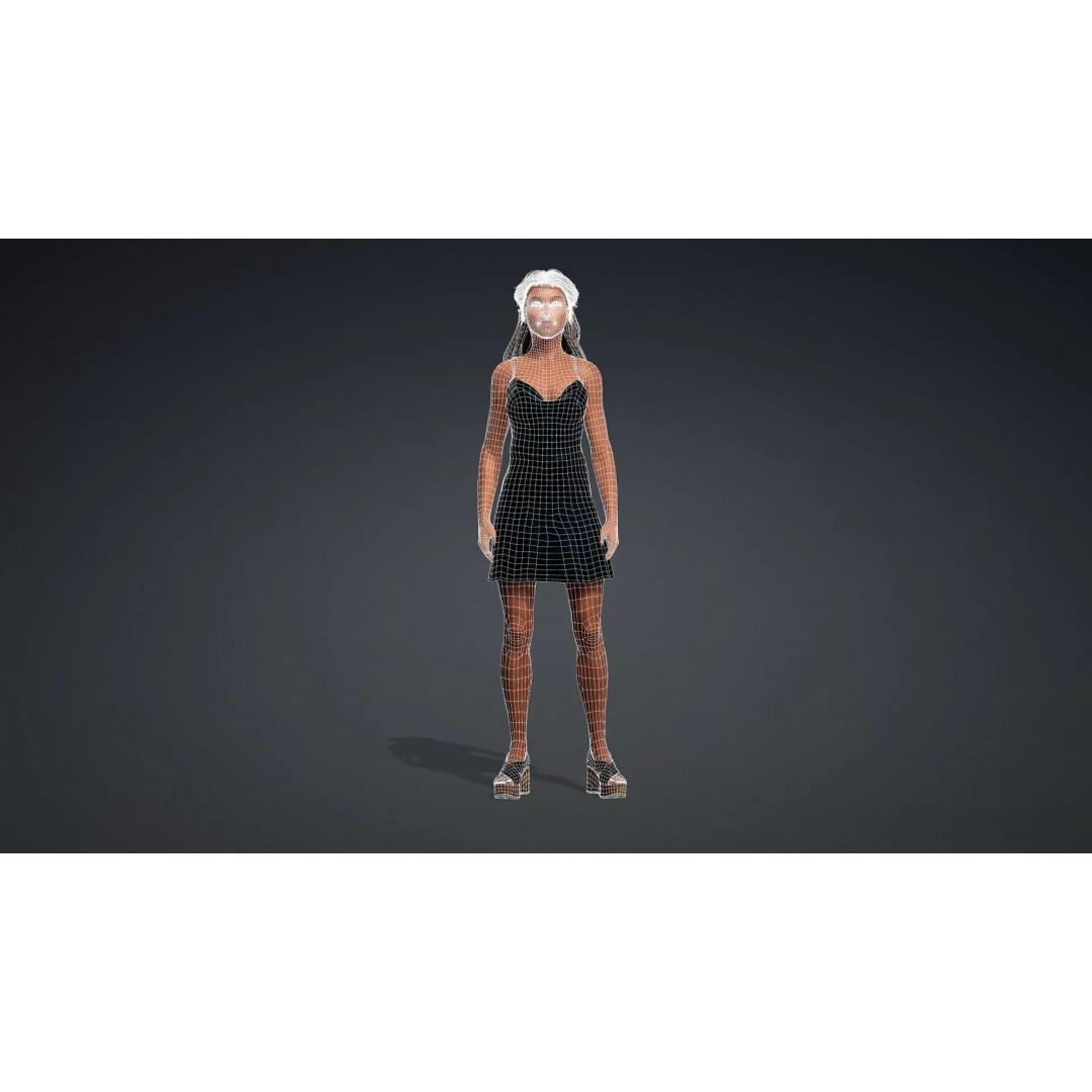 Black Woman 3D Model – Realistic Rigged Character for Animation - View 13