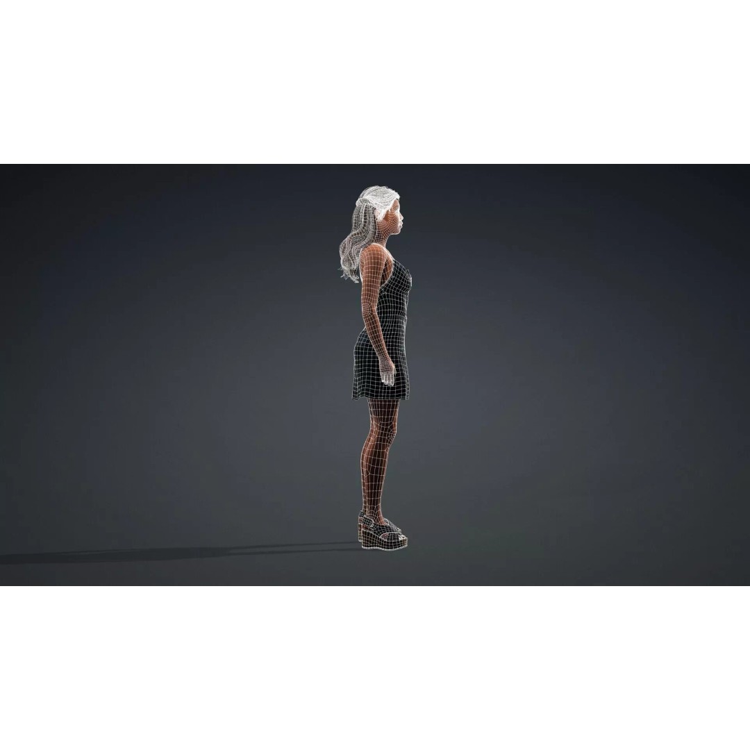 Black Woman 3D Model – Realistic Rigged Character for Animation - View 14