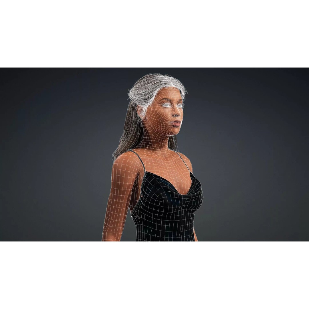 Black Woman 3D Model – Realistic Rigged Character for Animation - View 19