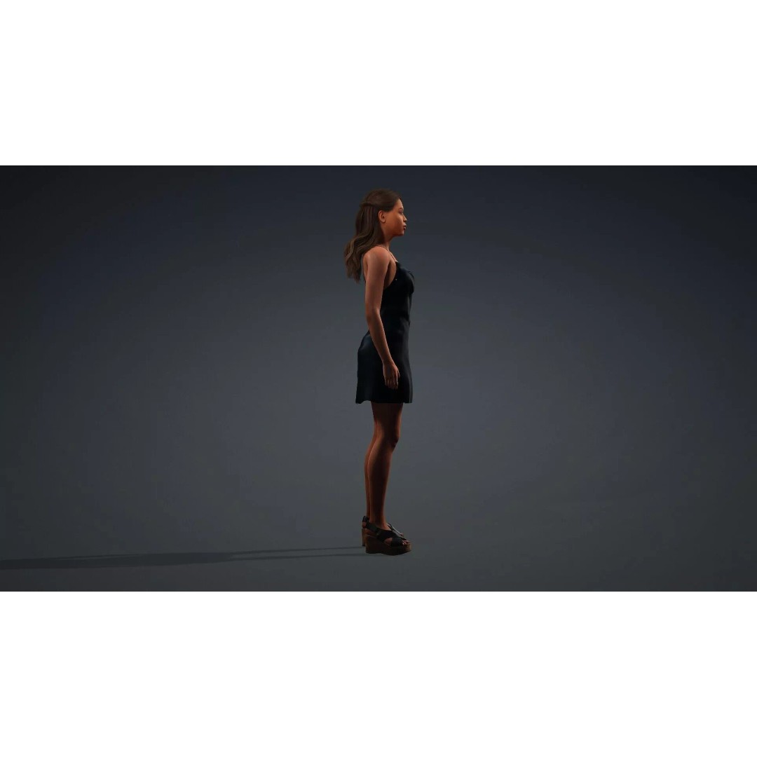 Black Woman 3D Model – Realistic Rigged Character for Animation - View 4