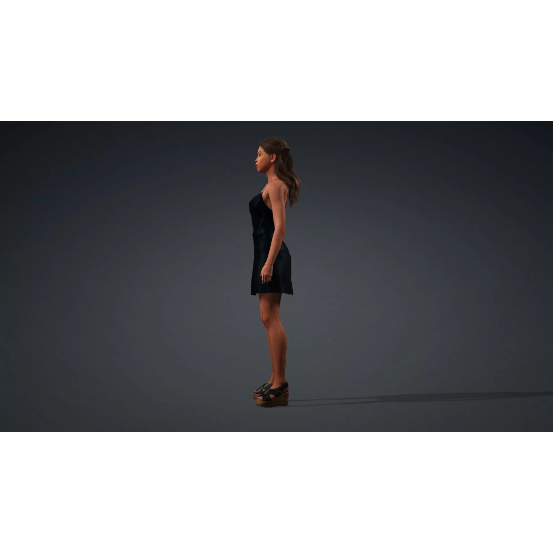 Black Woman 3D Model – Realistic Rigged Character for Animation - View 5