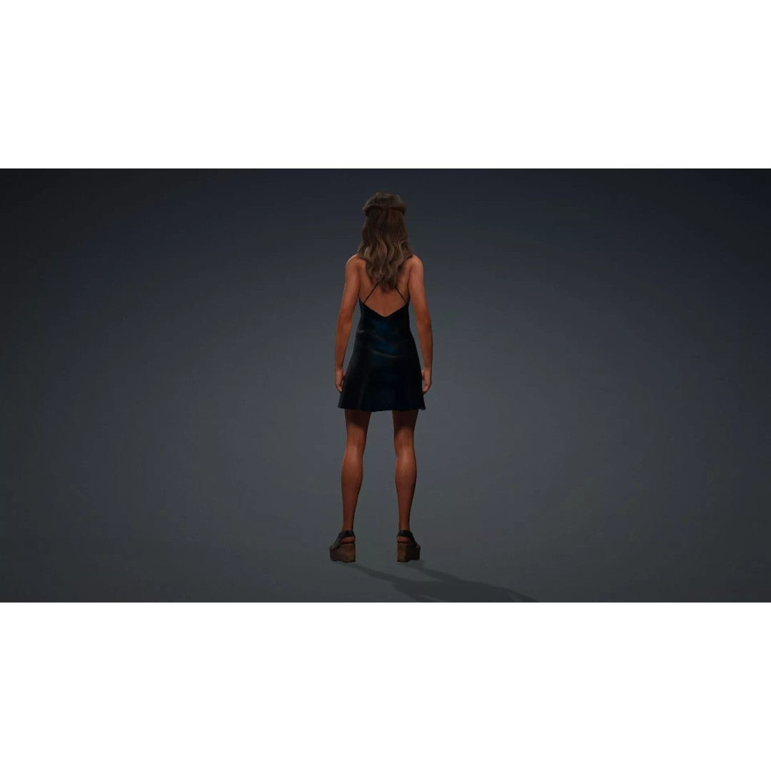 Black Woman 3D Model – Realistic Rigged Character for Animation - View 6