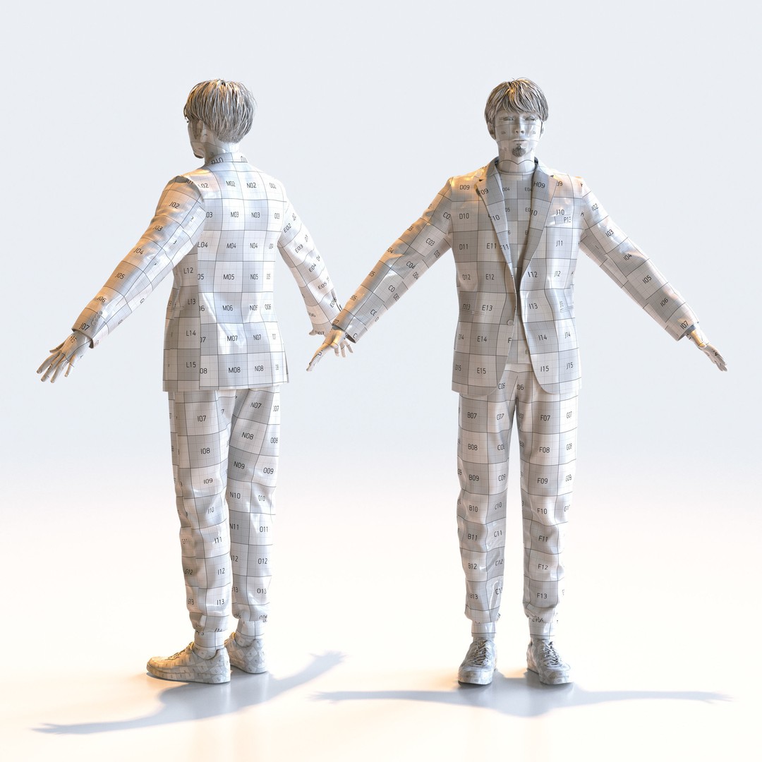 Asian Casual Man 3D Model – A-Pose Character, Rigged, FBX, Blender - View 5