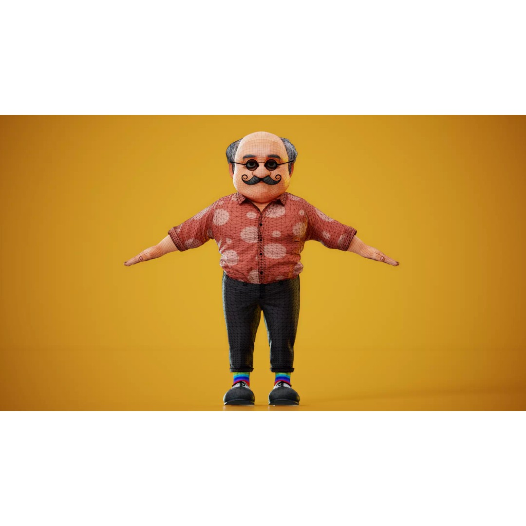 Albert 3D Model – Cartoon Low-Poly Rigged Character, FBX, Blender - View 10