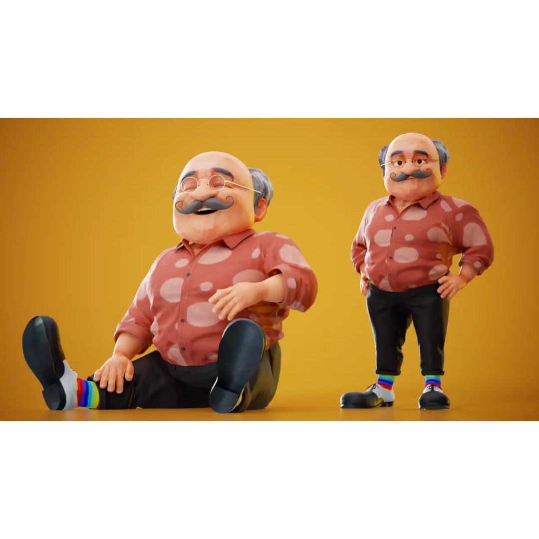 Albert 3D Model – Cartoon Low-Poly Rigged Character, FBX, Blender - View 12