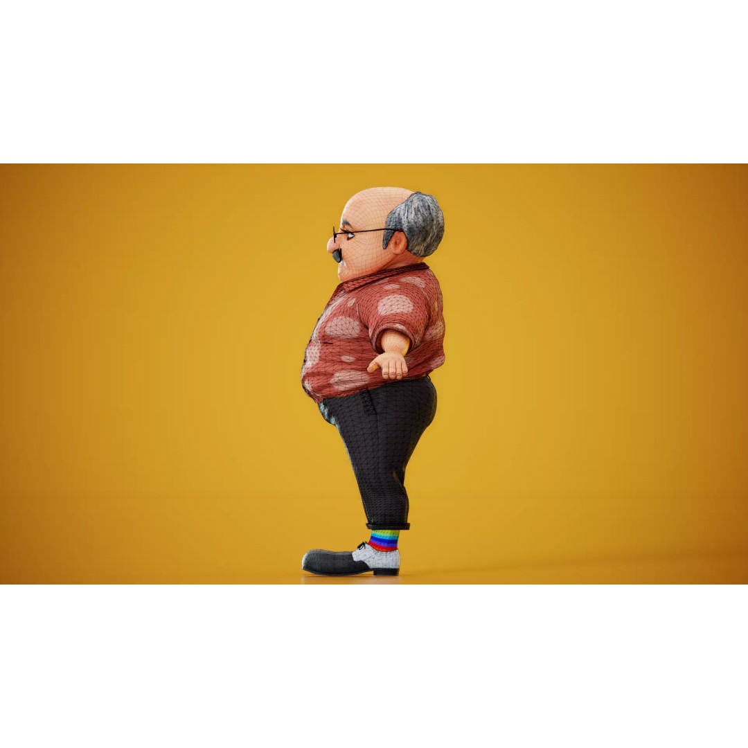 Albert 3D Model – Cartoon Low-Poly Rigged Character, FBX, Blender - View 15