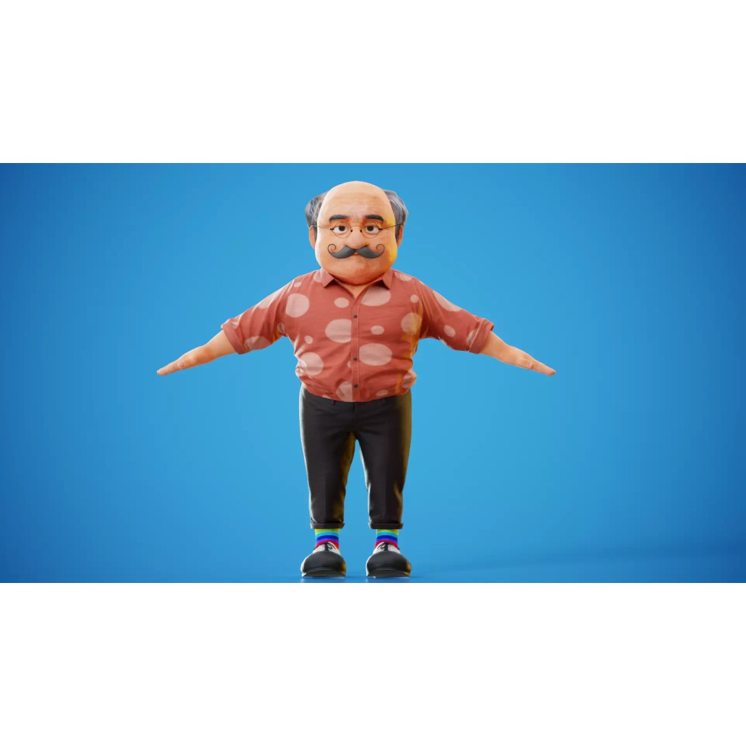 Albert 3D Model – Cartoon Low-Poly Rigged Character, FBX, Blender - View 16