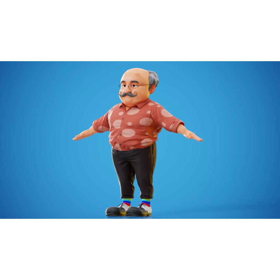 Albert 3D Model – Cartoon Low-Poly Rigged Character, FBX, Blender - View 18