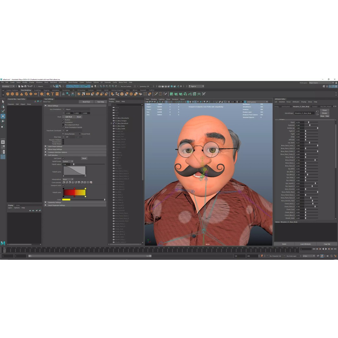 Albert 3D Model – Cartoon Low-Poly Rigged Character, FBX, Blender - View 19