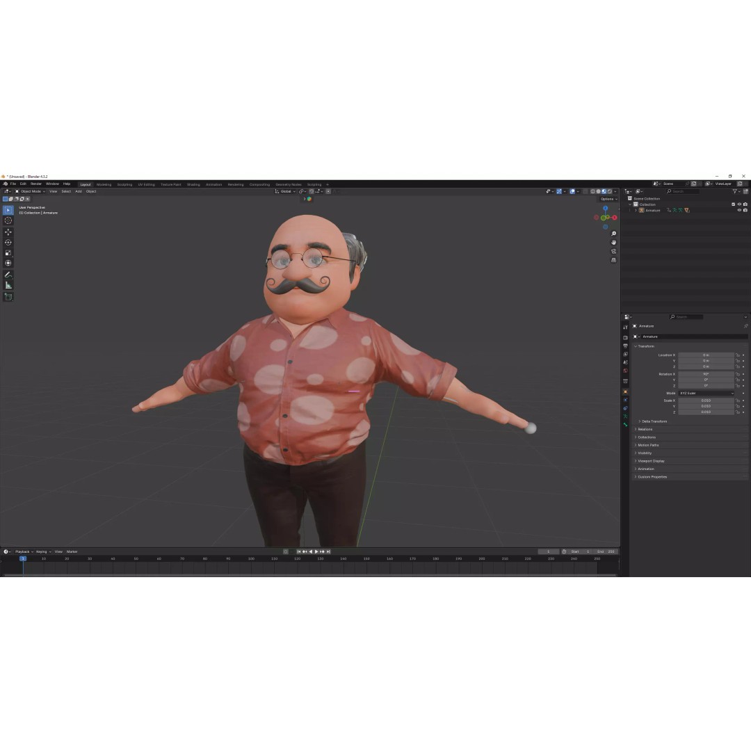 Albert 3D Model – Cartoon Low-Poly Rigged Character, FBX, Blender - View 23