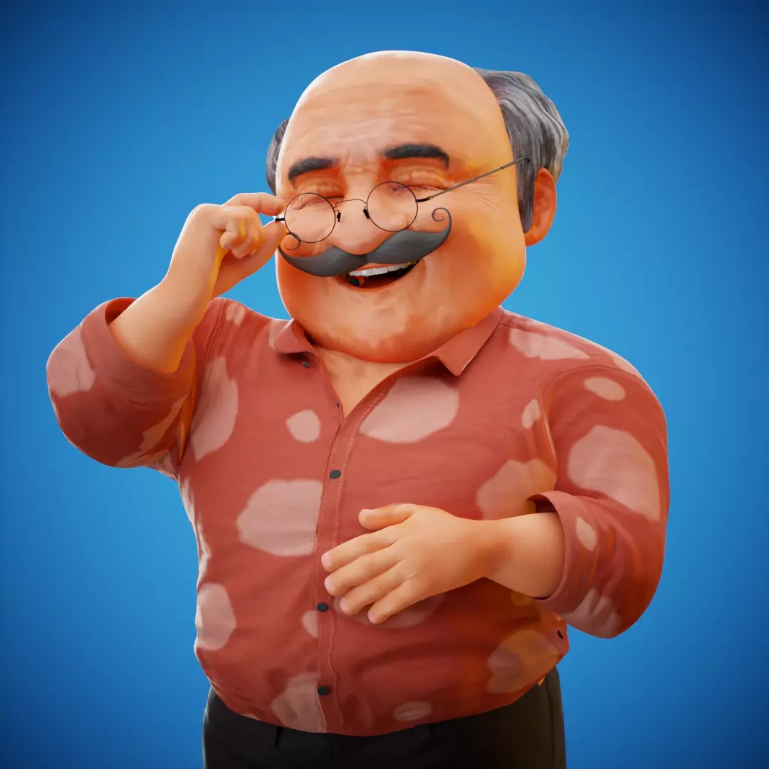 Albert 3D Model – Cartoon Low-Poly Rigged Character, FBX, Blender - View 24