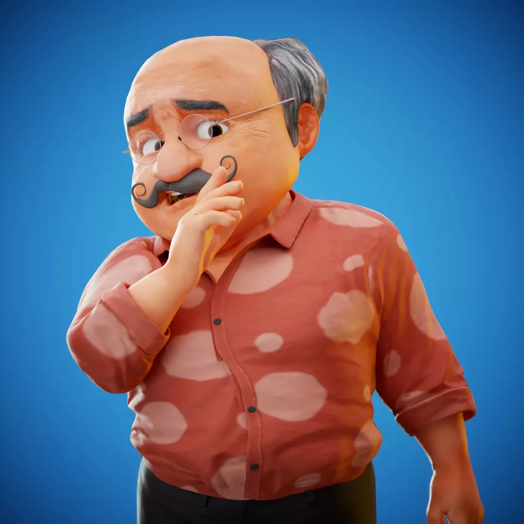 Albert 3D Model – Cartoon Low-Poly Rigged Character, FBX, Blender - View 25