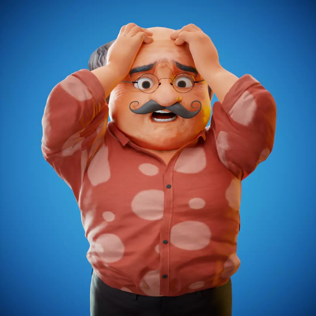 Albert 3D Model – Cartoon Low-Poly Rigged Character, FBX, Blender - View 26