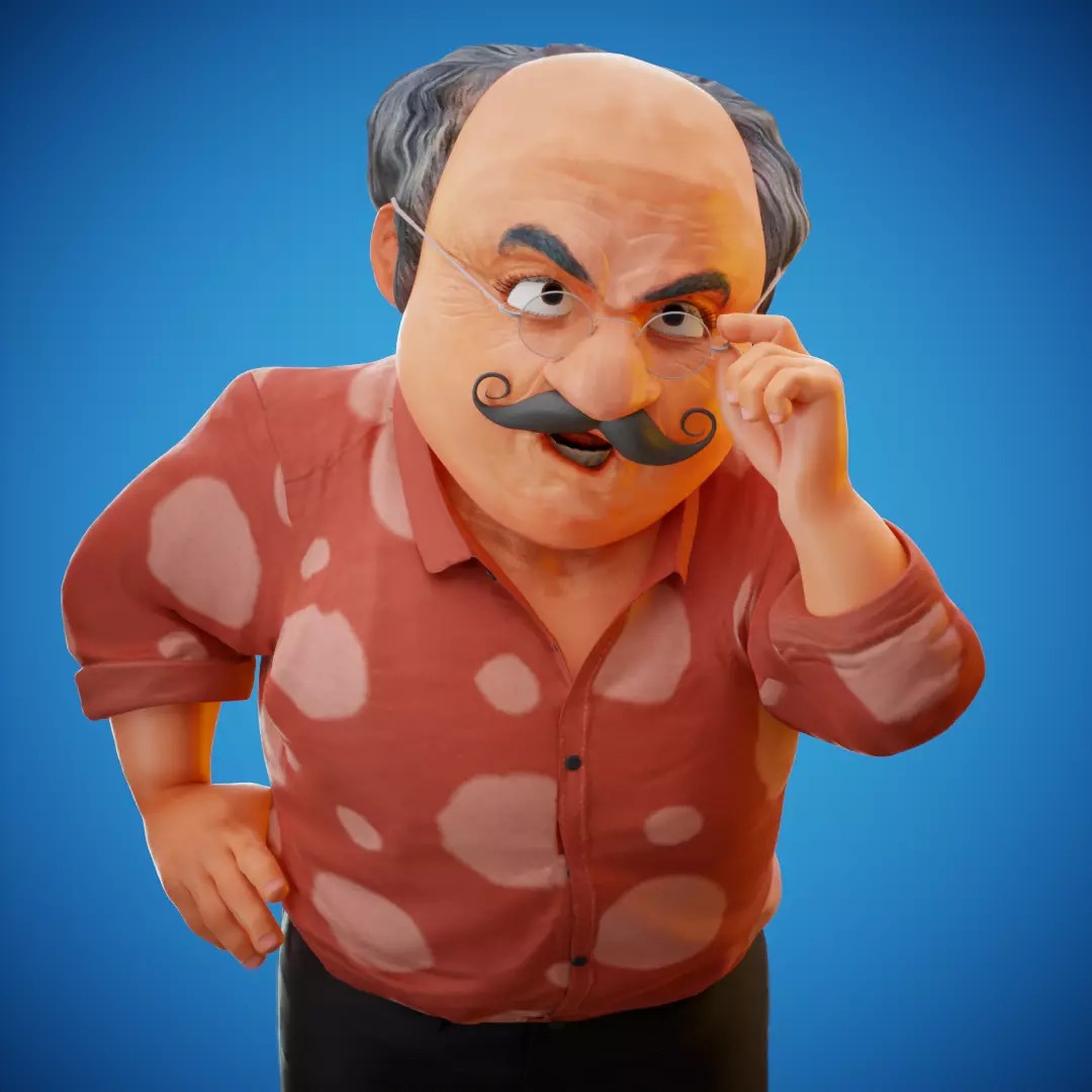 Albert 3D Model – Cartoon Low-Poly Rigged Character, FBX, Blender - View 27