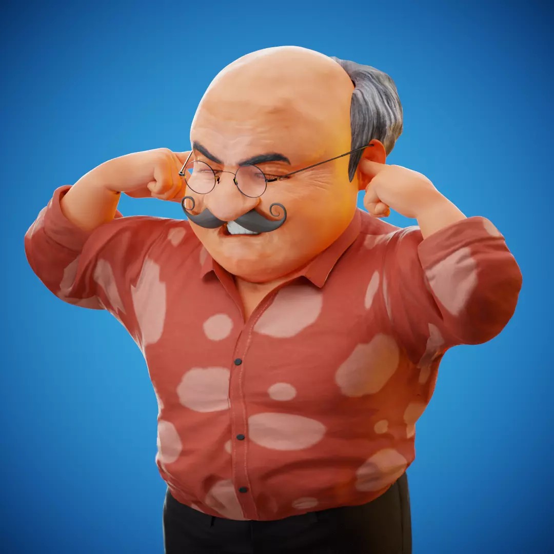 Albert 3D Model – Cartoon Low-Poly Rigged Character, FBX, Blender - View 29