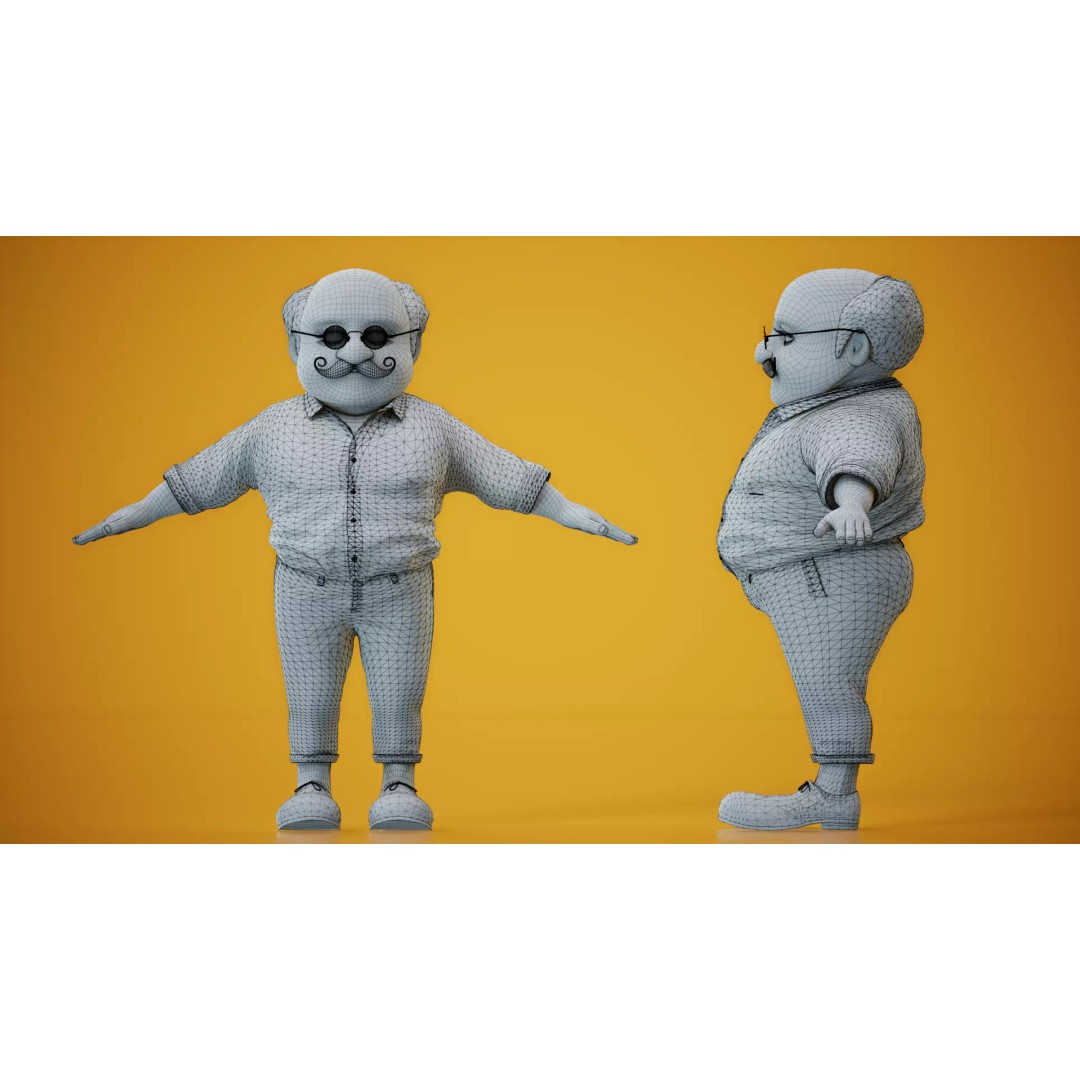 Albert 3D Model – Cartoon Low-Poly Rigged Character, FBX, Blender - View 6