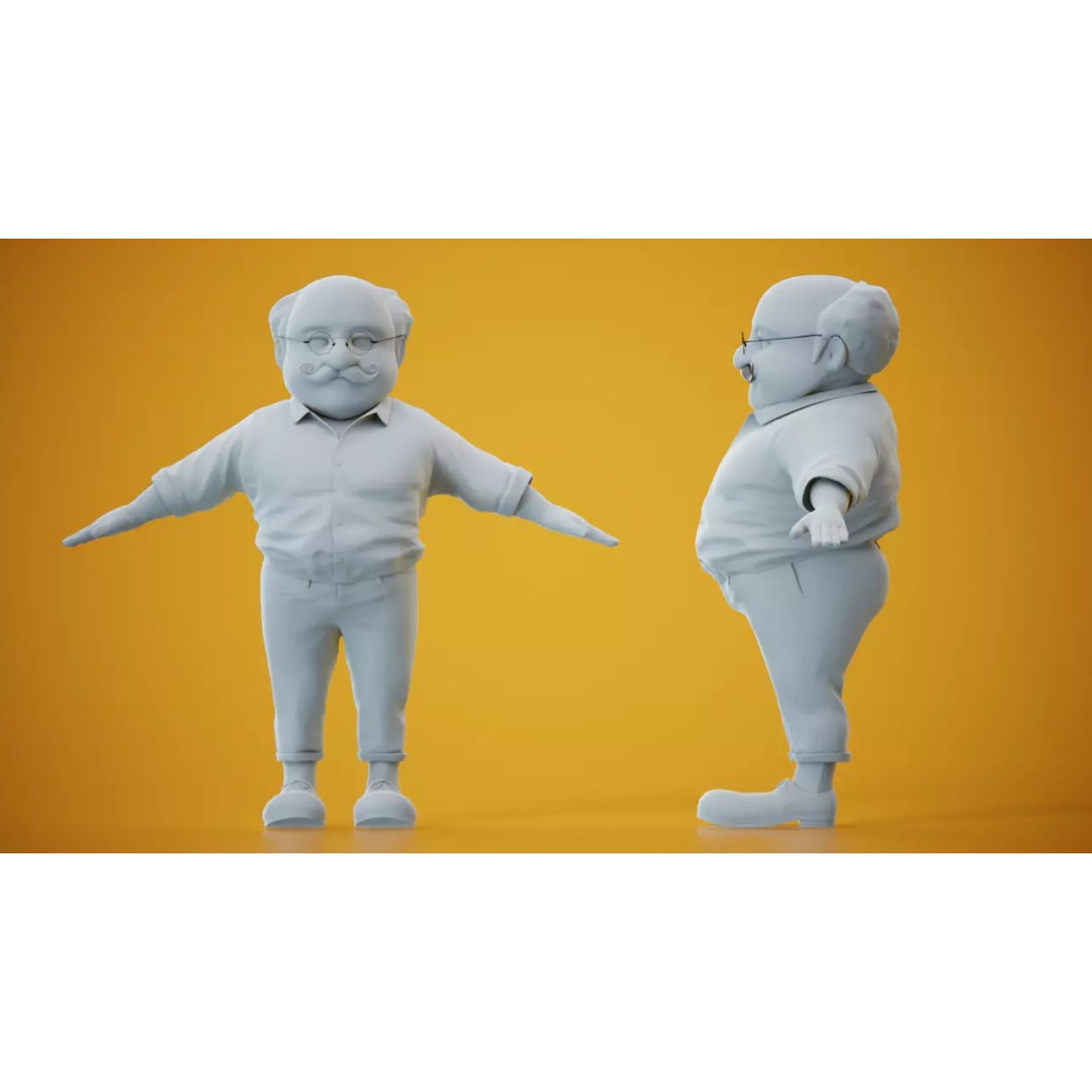 Albert 3D Model – Cartoon Low-Poly Rigged Character, FBX, Blender - View 7