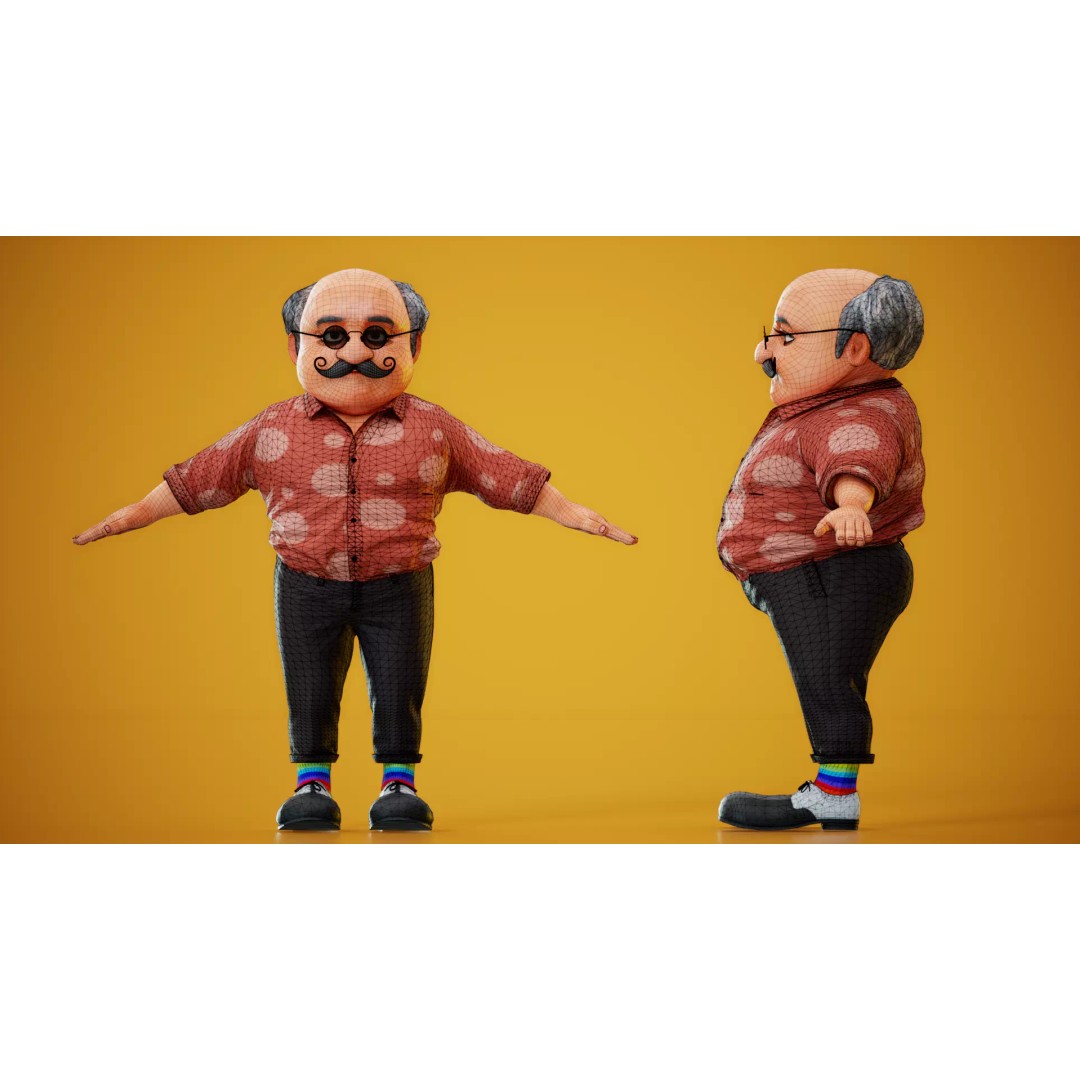 Albert 3D Model – Cartoon Low-Poly Rigged Character, FBX, Blender - View 8