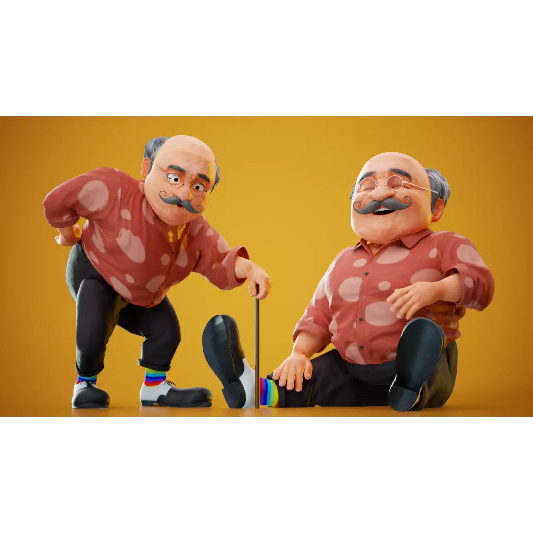 Albert 3D Model – Cartoon Low-Poly Rigged Character, FBX, Blender - View 9