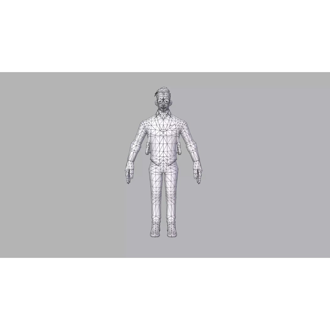 Male Gambler 3D Model – Low Poly Character Vest Game Asset, FBX