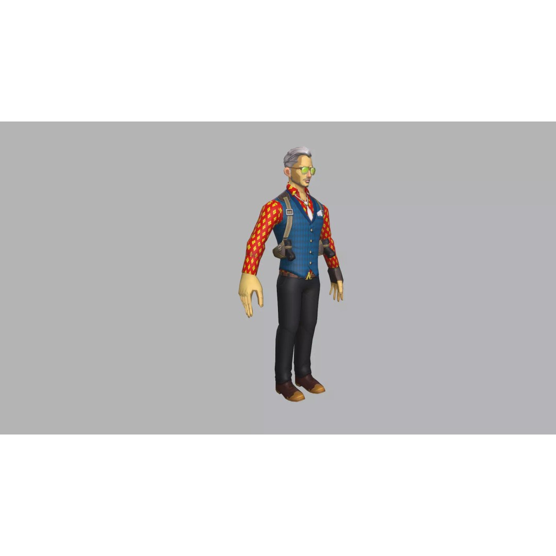 Male Gambler 3D Model – Low Poly Character Vest Game Asset, FBX - View 11