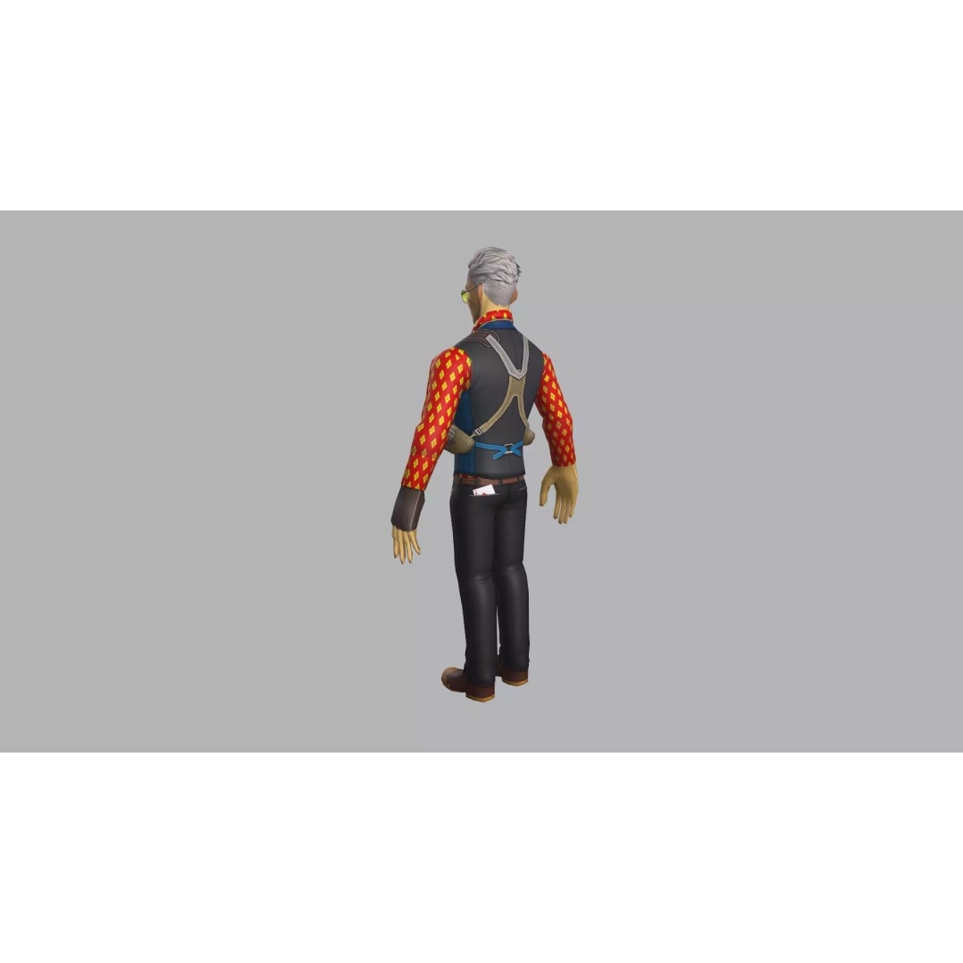 Male Gambler 3D Model – Low Poly Character Vest Game Asset, FBX - View 5