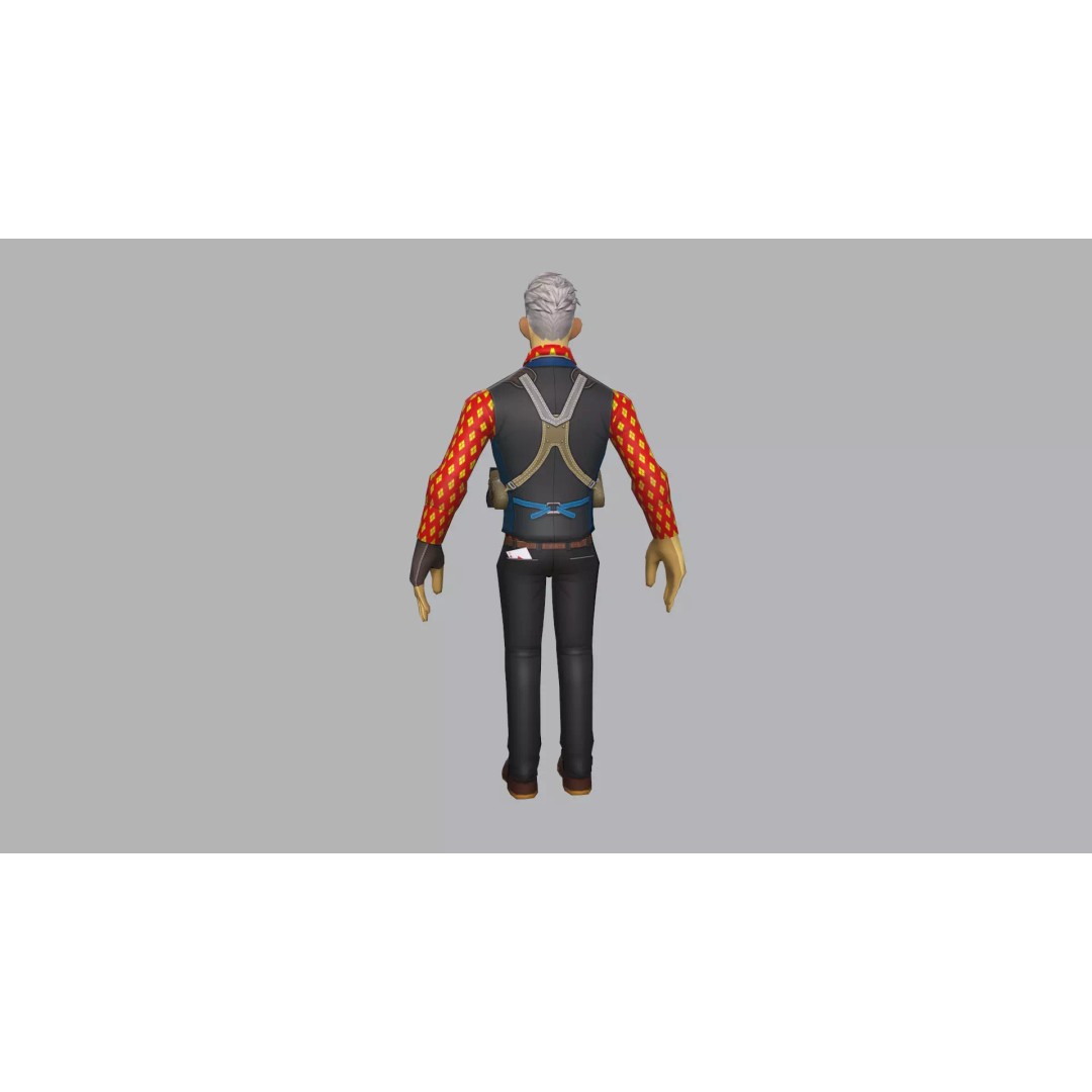 Male Gambler 3D Model – Low Poly Character Vest Game Asset, FBX - View 6