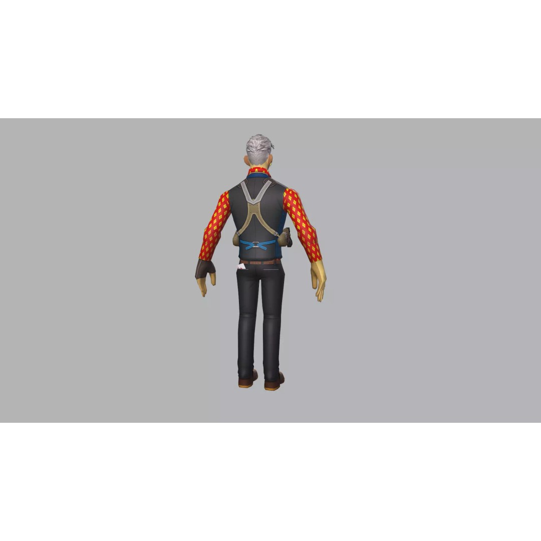 Male Gambler 3D Model – Low Poly Character Vest Game Asset, FBX - View 7