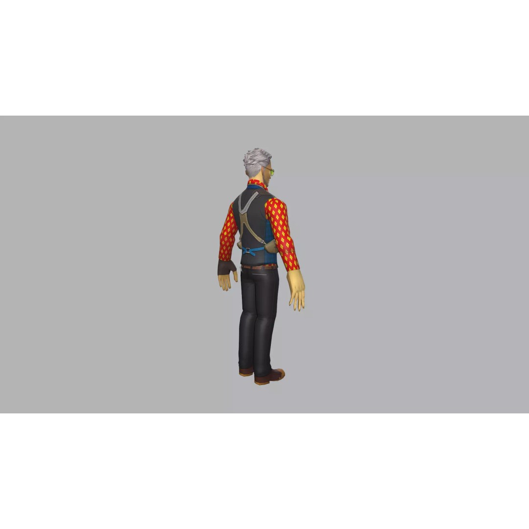Male Gambler 3D Model – Low Poly Character Vest Game Asset, FBX - View 8