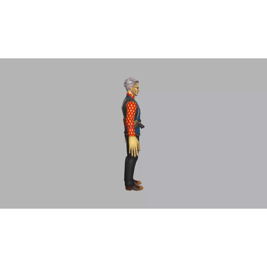 Male Gambler 3D Model – Low Poly Character Vest Game Asset, FBX - View 9