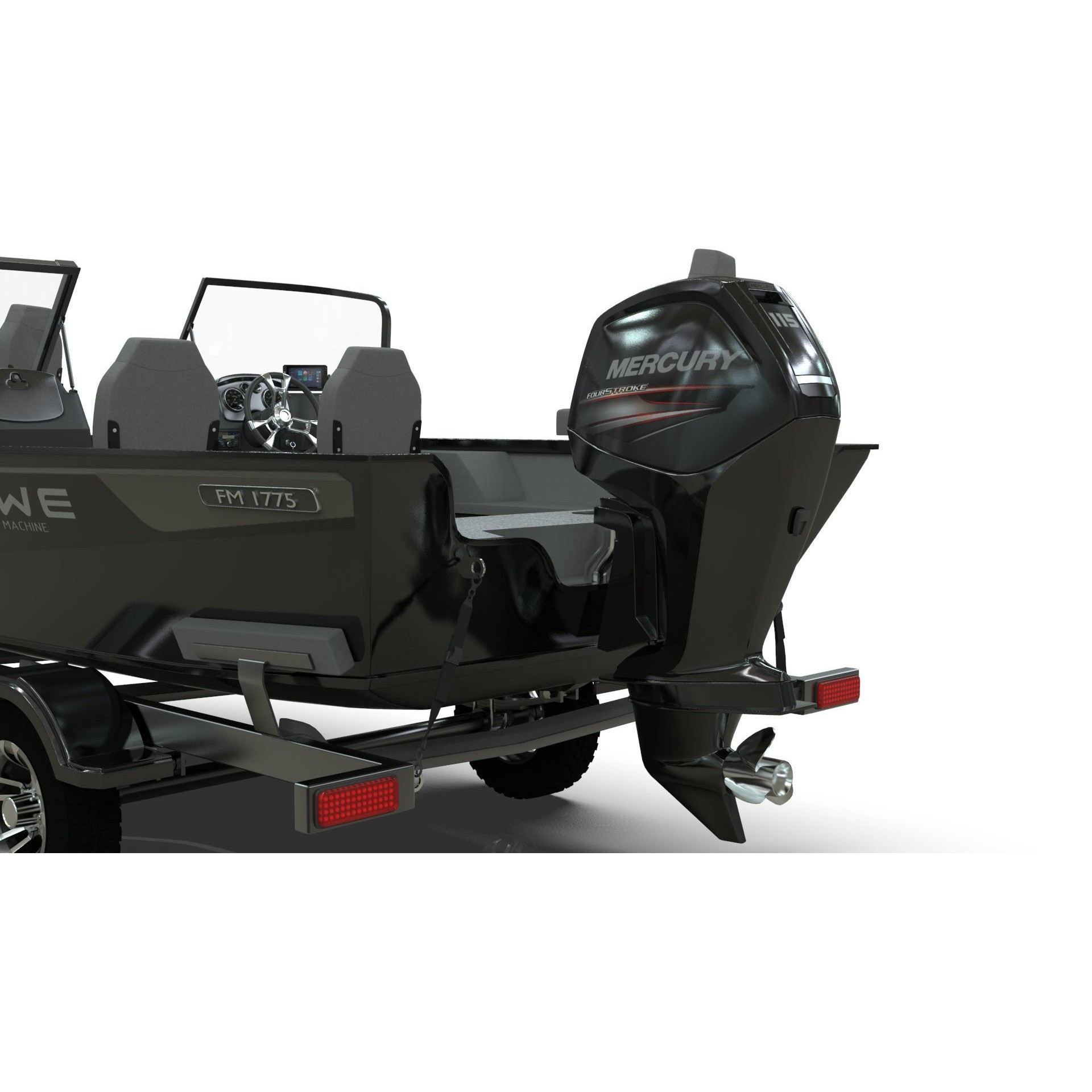 Lowe Fishing Machine 1775 WT - Low-Poly Game-Ready 3D Model - View 12