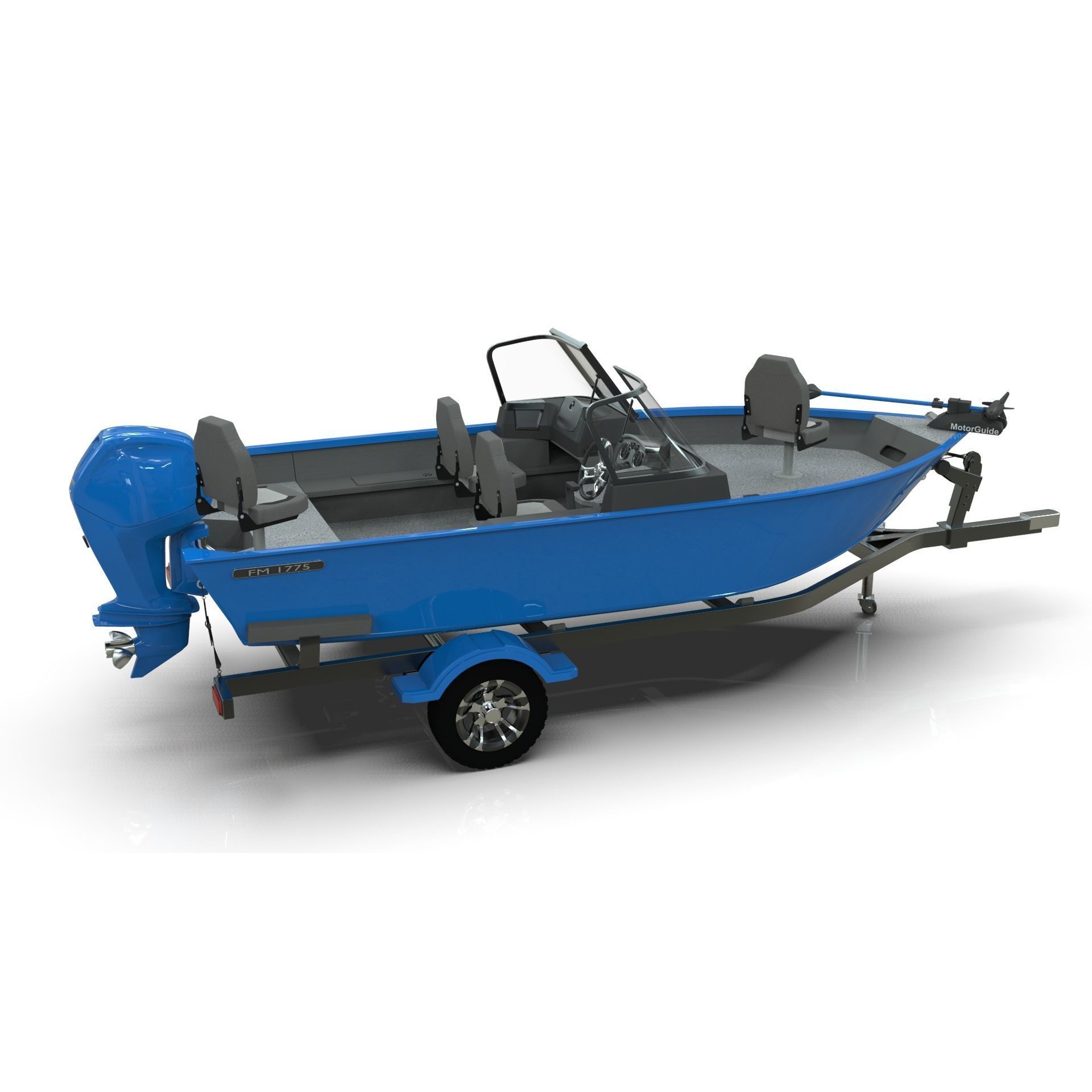 Lowe Fishing Machine 1775 WT - Low-Poly Game-Ready 3D Model - View 16