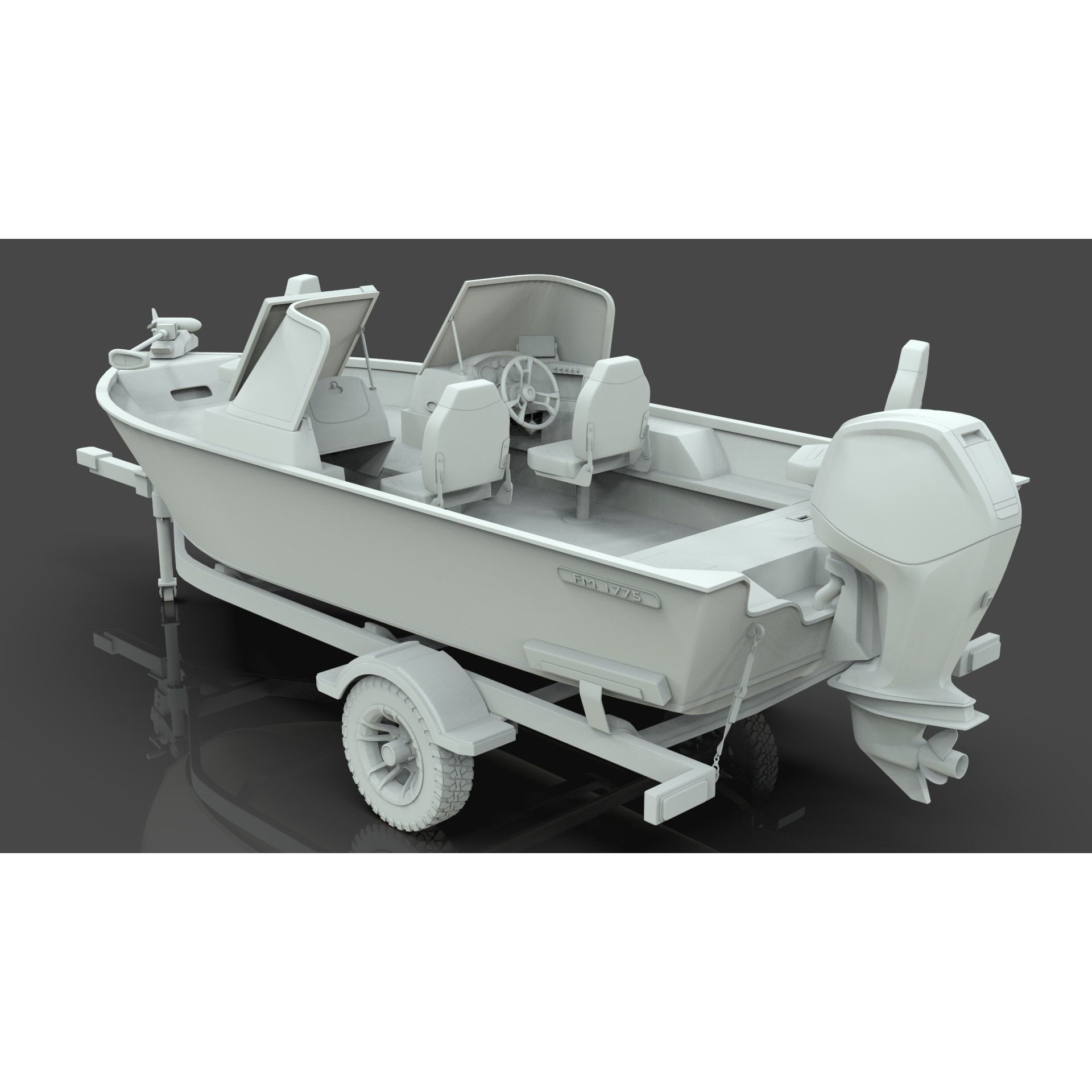 Lowe Fishing Machine 1775 WT - Low-Poly Game-Ready 3D Model - View 20