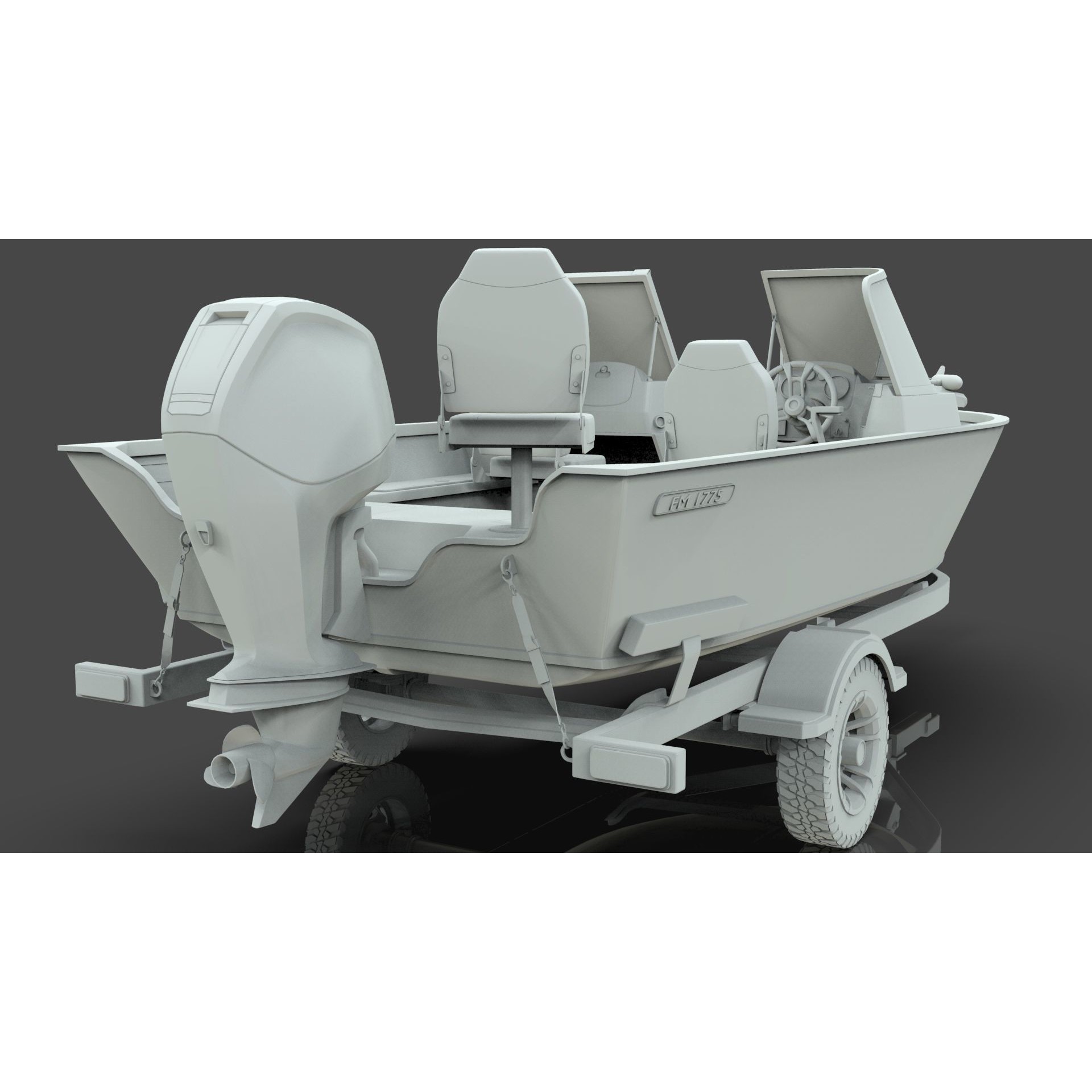 Lowe Fishing Machine 1775 WT - Low-Poly Game-Ready 3D Model - View 21