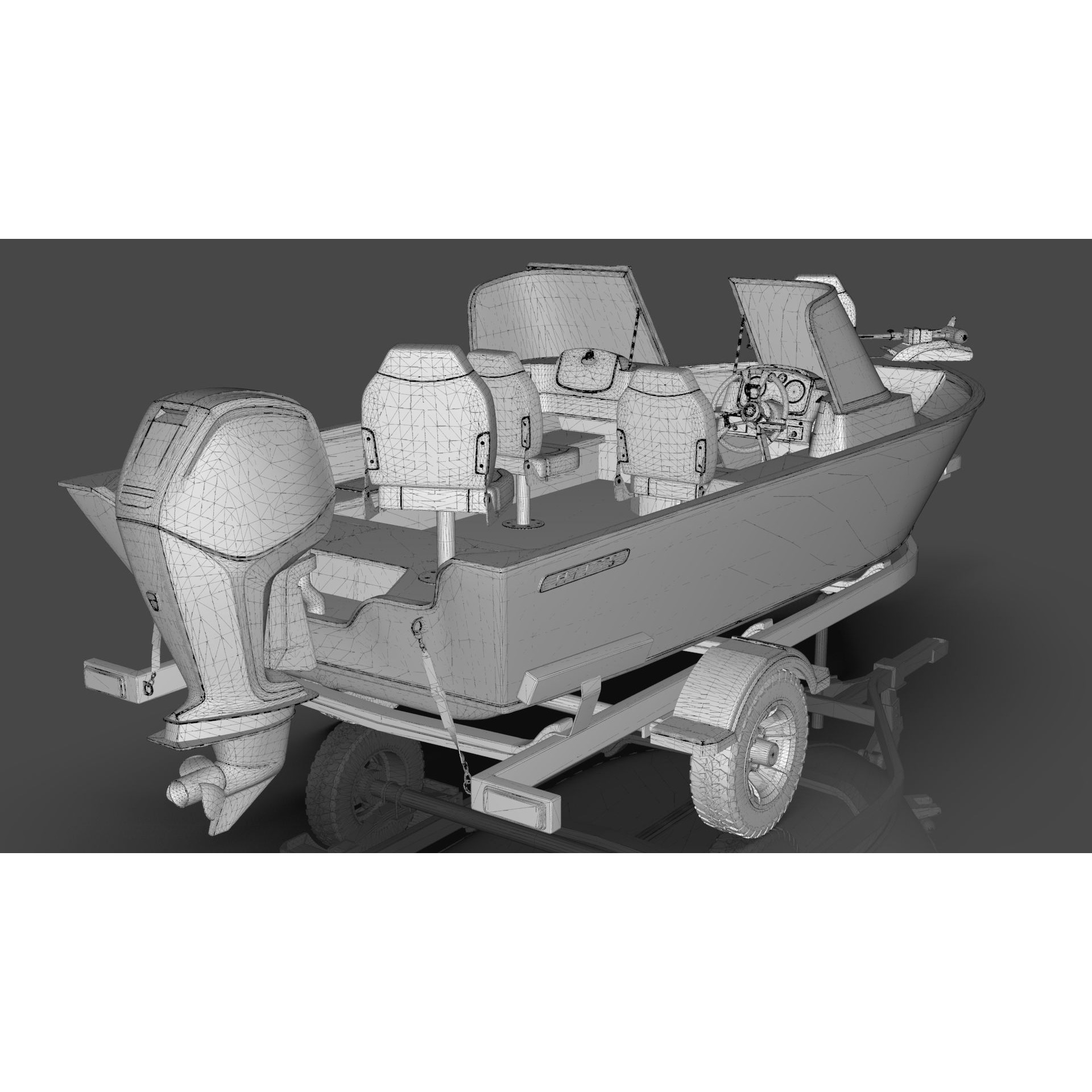 Lowe Fishing Machine 1775 WT - Low-Poly Game-Ready 3D Model - View 26