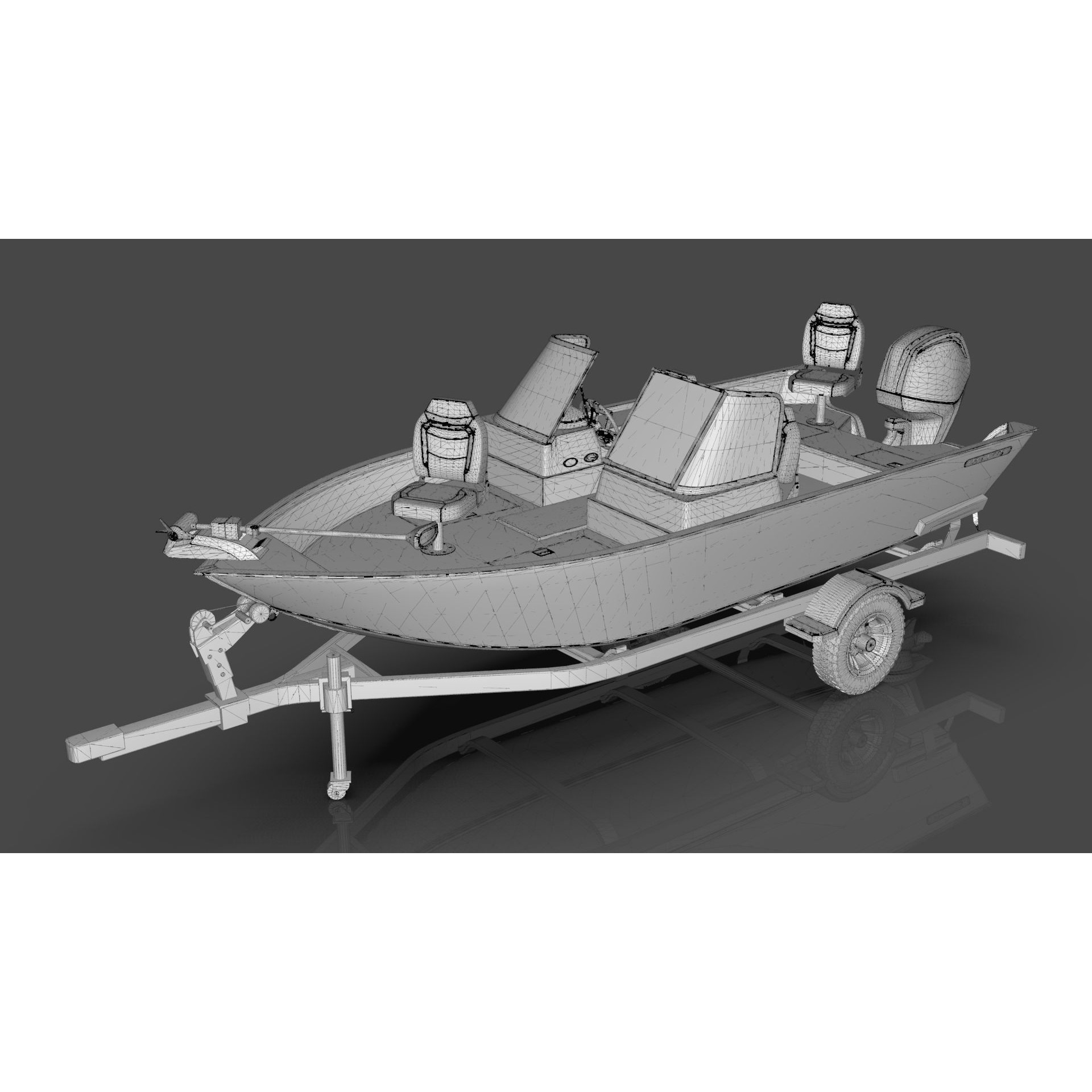 Lowe Fishing Machine 1775 WT - Low-Poly Game-Ready 3D Model - View 27