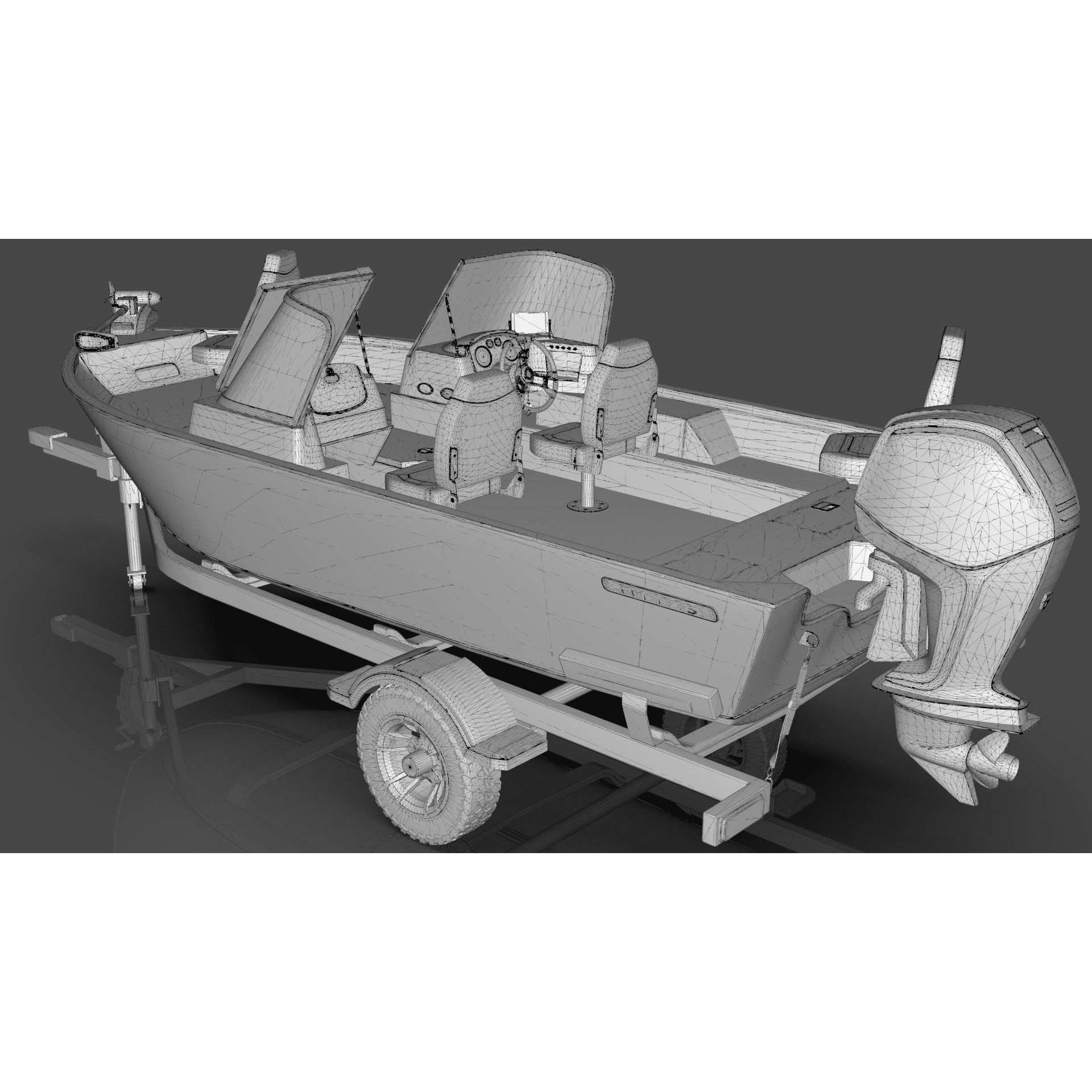 Lowe Fishing Machine 1775 WT - Low-Poly Game-Ready 3D Model - View 28