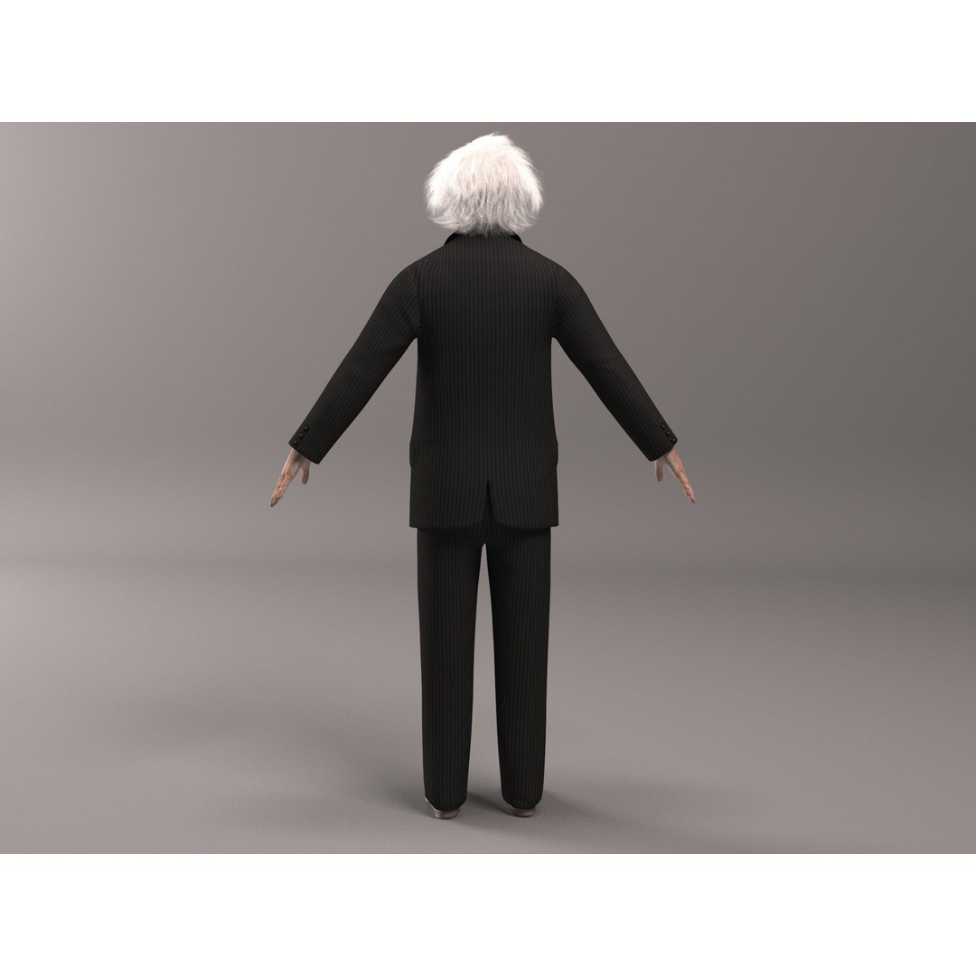 Albert Einstein 3D Model – High Poly Character, Rigged for 3DSMAX - View 10