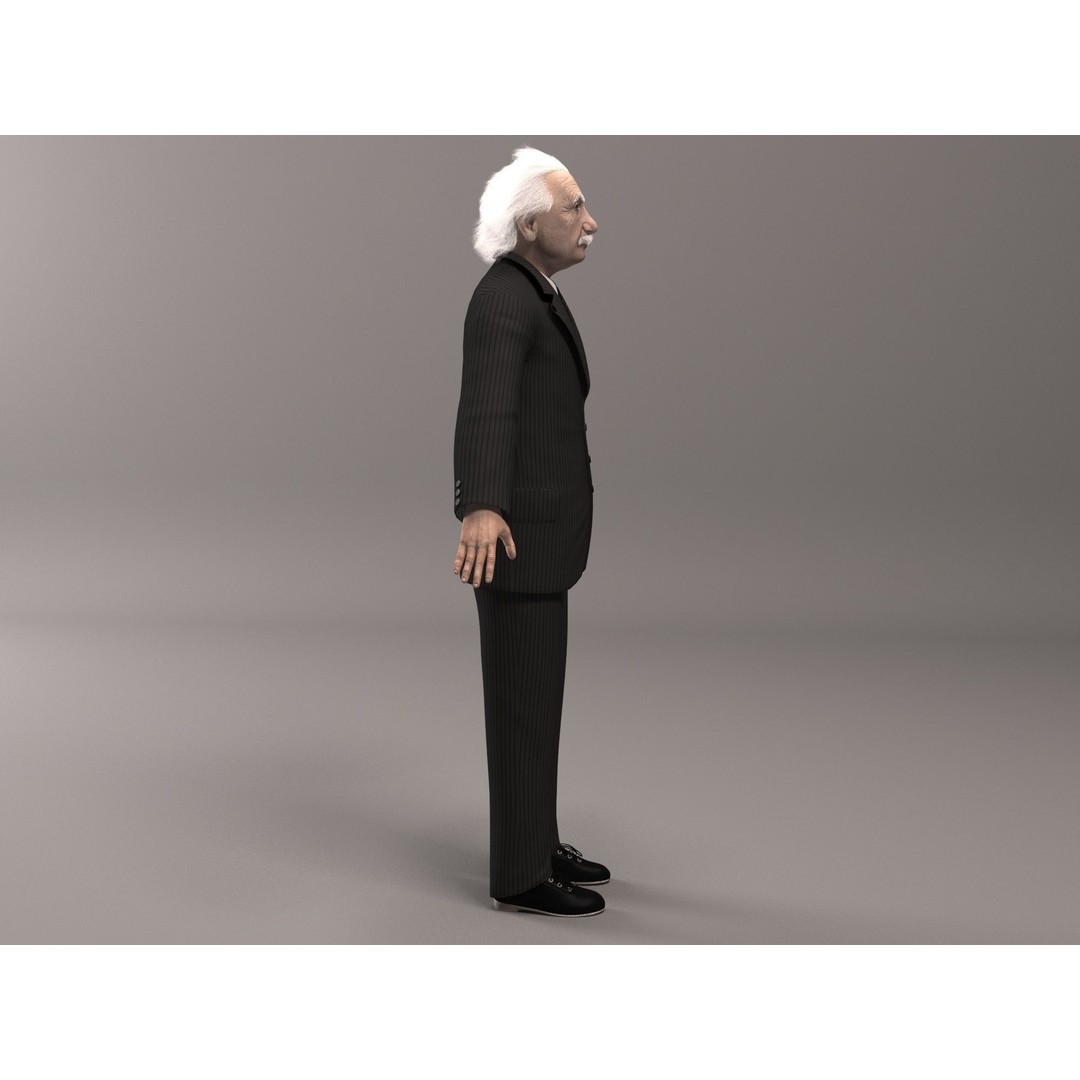 Albert Einstein 3D Model – High Poly Character, Rigged for 3DSMAX - View 11