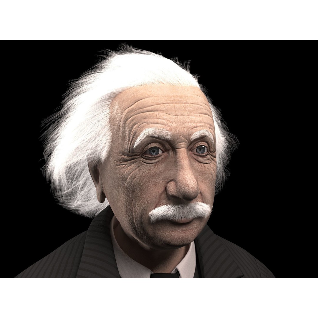 Albert Einstein 3D Model – High Poly Character, Rigged for 3DSMAX - View 3