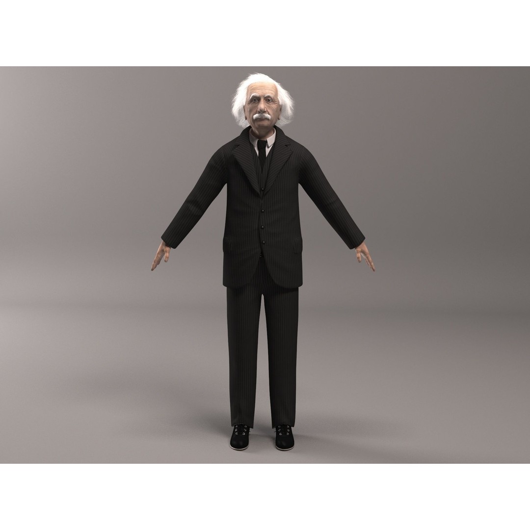 Albert Einstein 3D Model – High Poly Character, Rigged for 3DSMAX - View 9