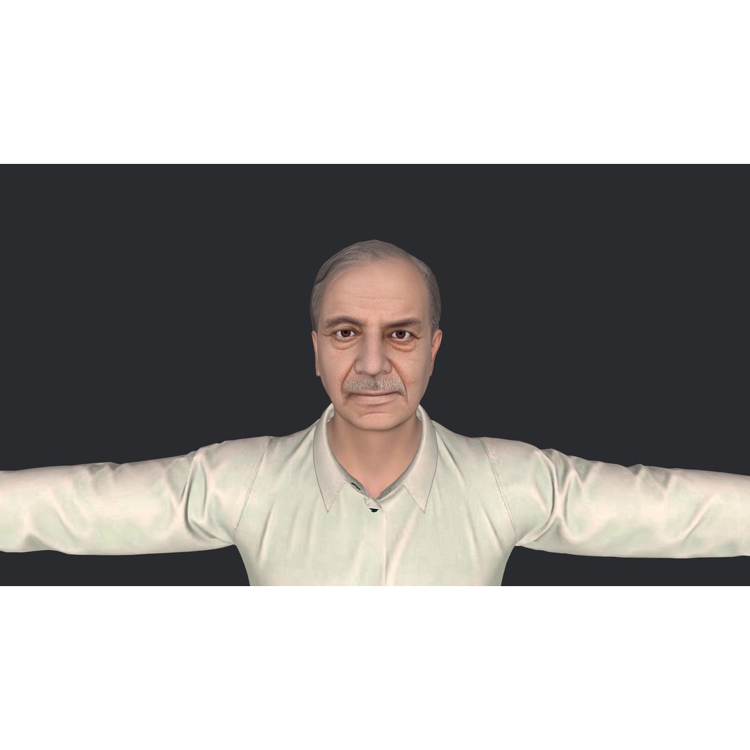Shehbaz Sharif 3D Model – Hyper Realistic Rigged Character for Animation - View 12