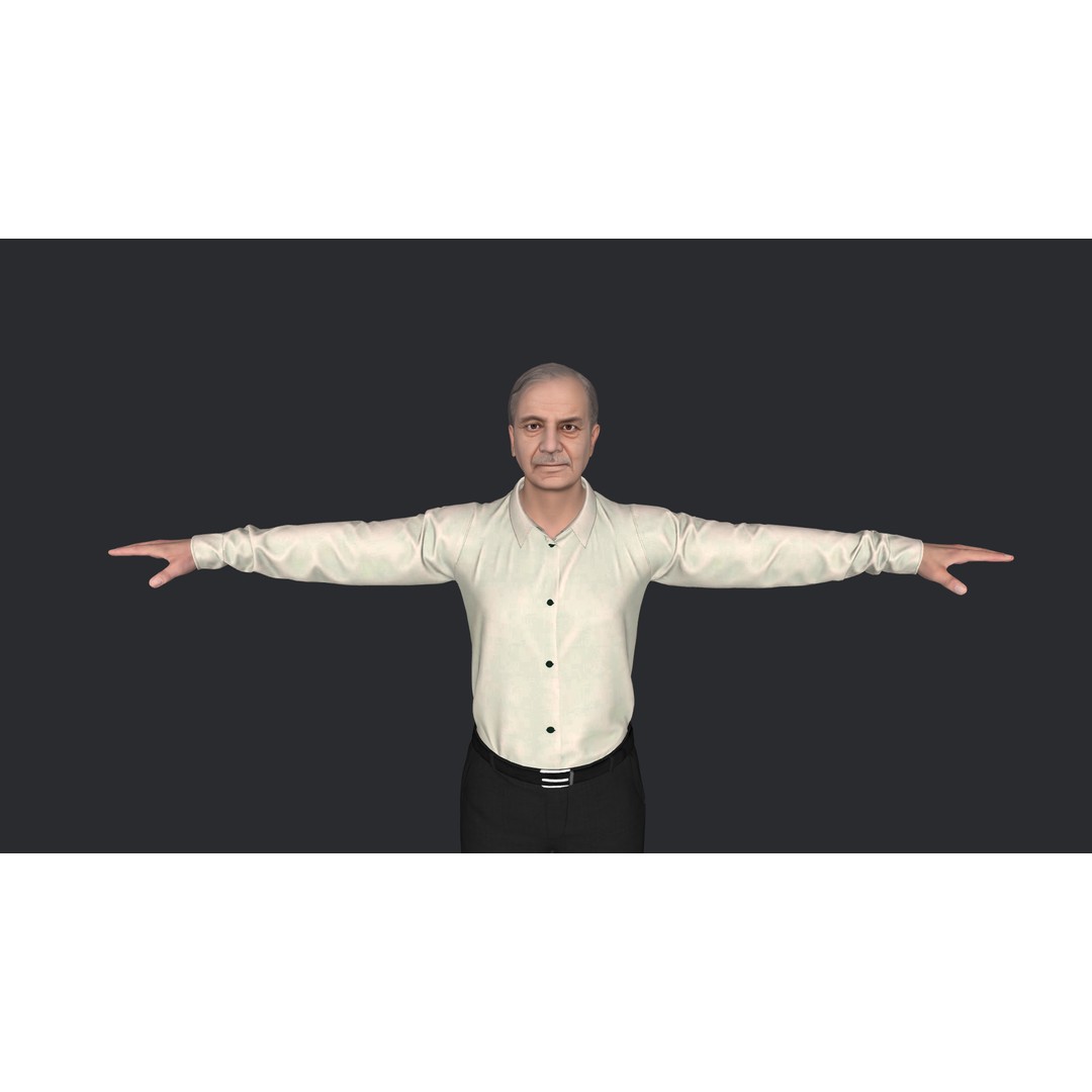 Shehbaz Sharif 3D Model – Hyper Realistic Rigged Character for Animation - View 13