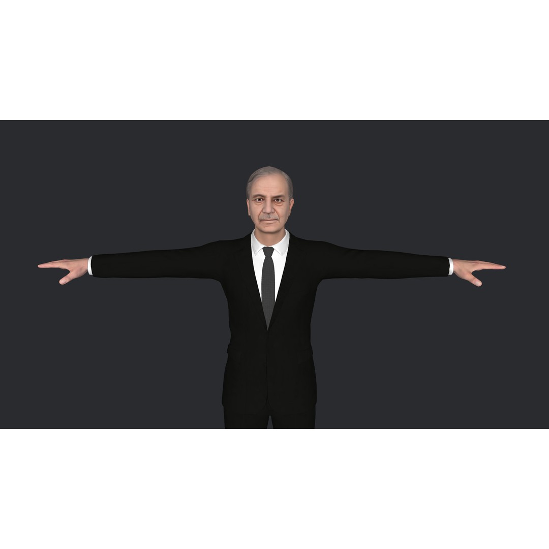 Shehbaz Sharif 3D Model – Hyper Realistic Rigged Character for Animation - View 3