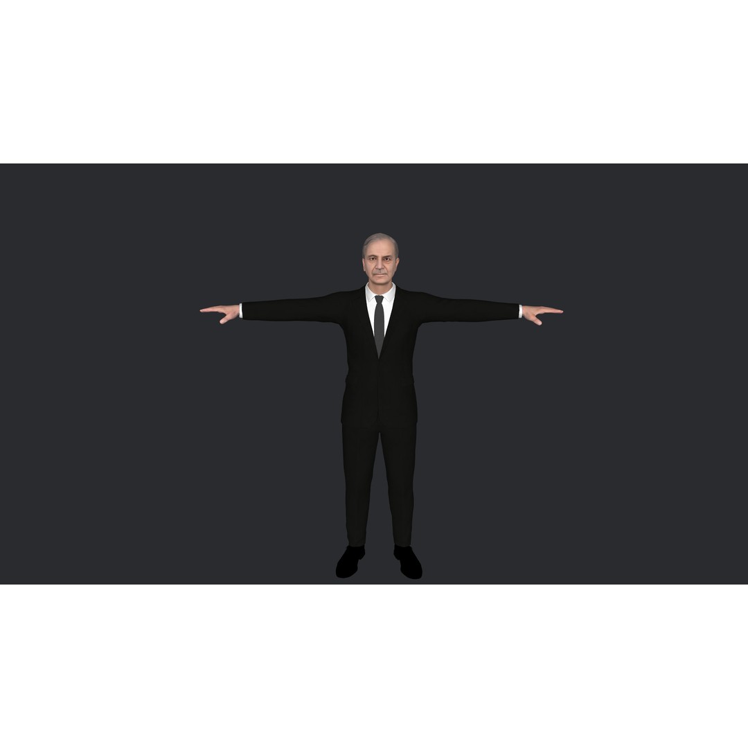 Shehbaz Sharif 3D Model – Hyper Realistic Rigged Character for Animation - View 4