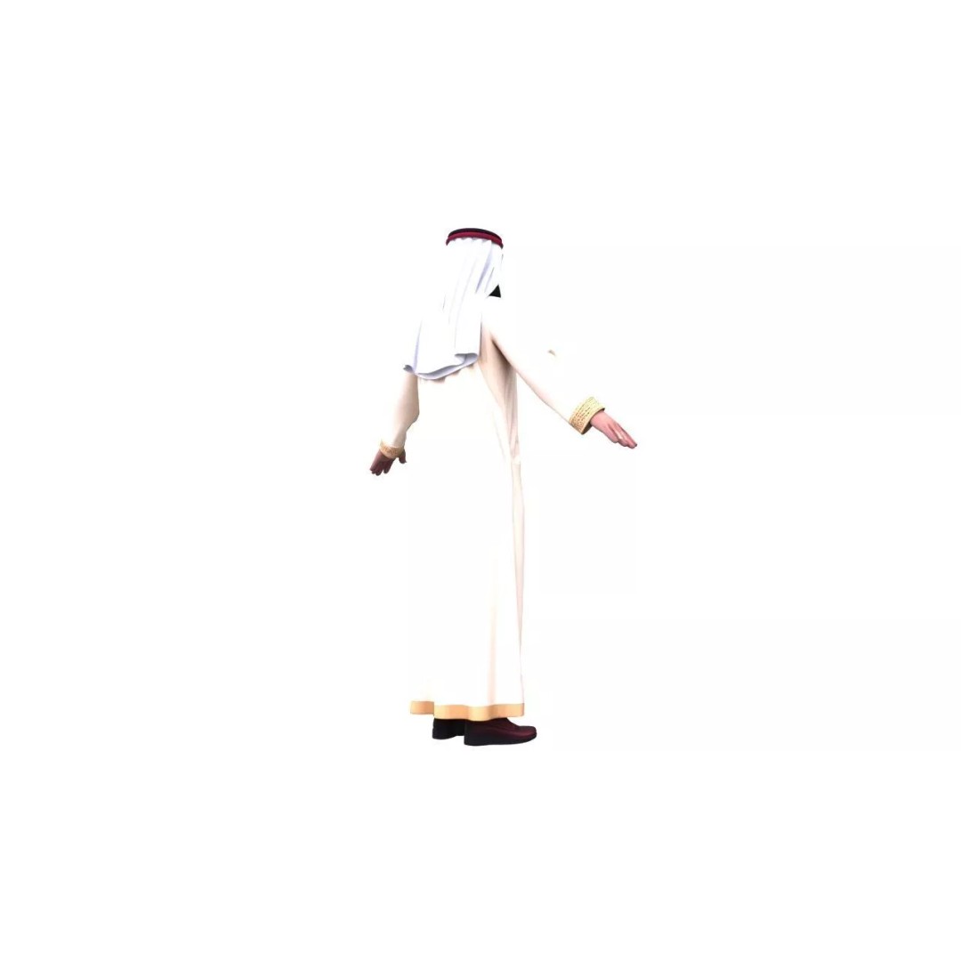 Arab Male T-Pose 3D Model – Low Poly Game Asset, FBX, PBR Textures - View 5