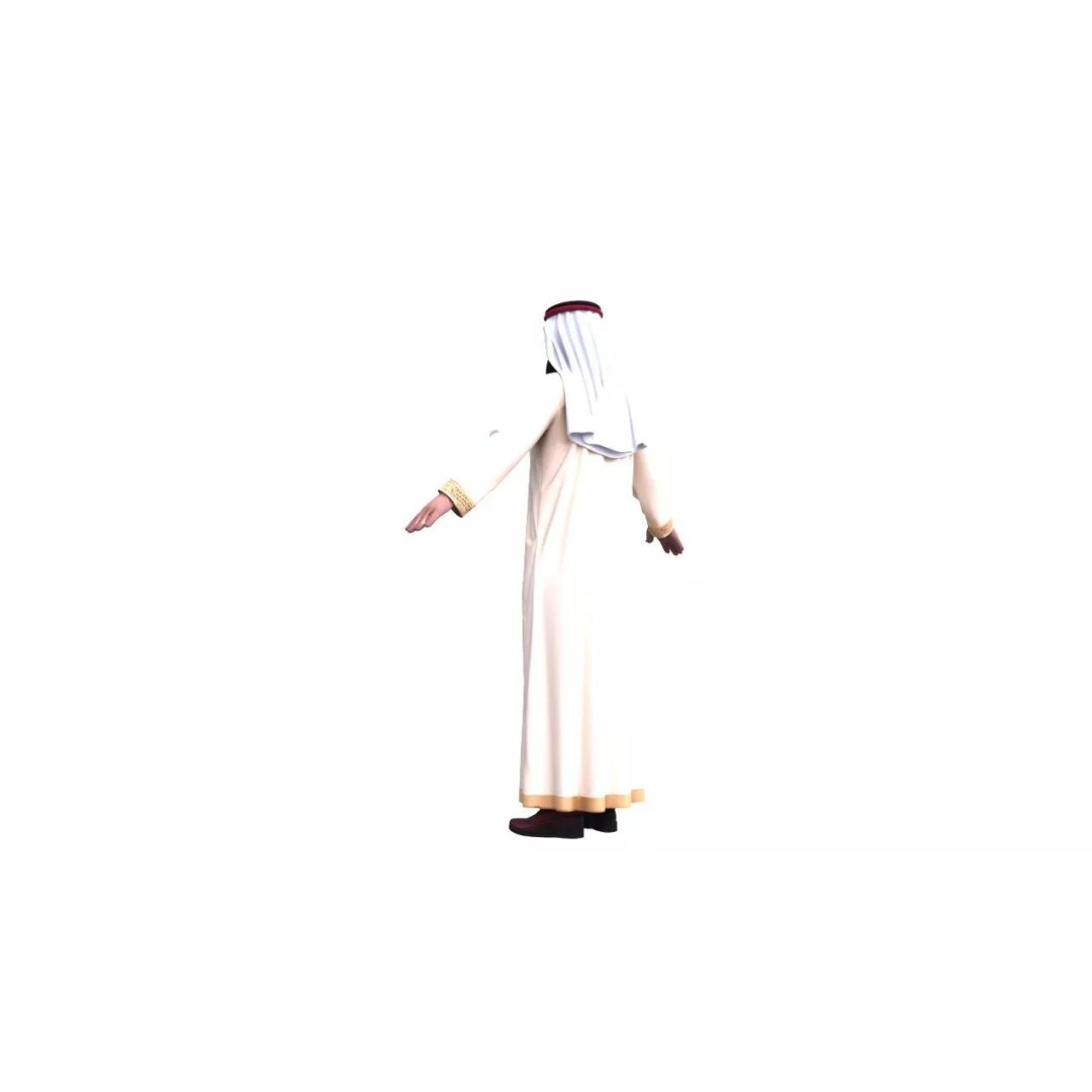 Arab Male T-Pose 3D Model – Low Poly Game Asset, FBX, PBR Textures - View 6