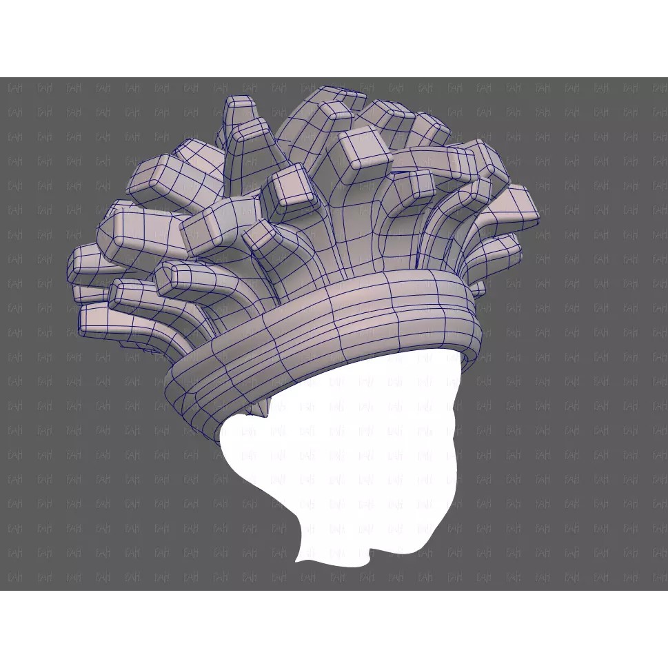 Base Hair 3D Model – Cartoon Low-Poly Boy Hairstyle, FBX, OBJ - View 12
