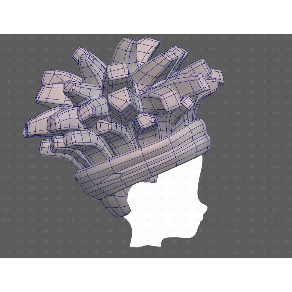 Base Hair 3D Model – Cartoon Low-Poly Boy Hairstyle, FBX, OBJ - View 13